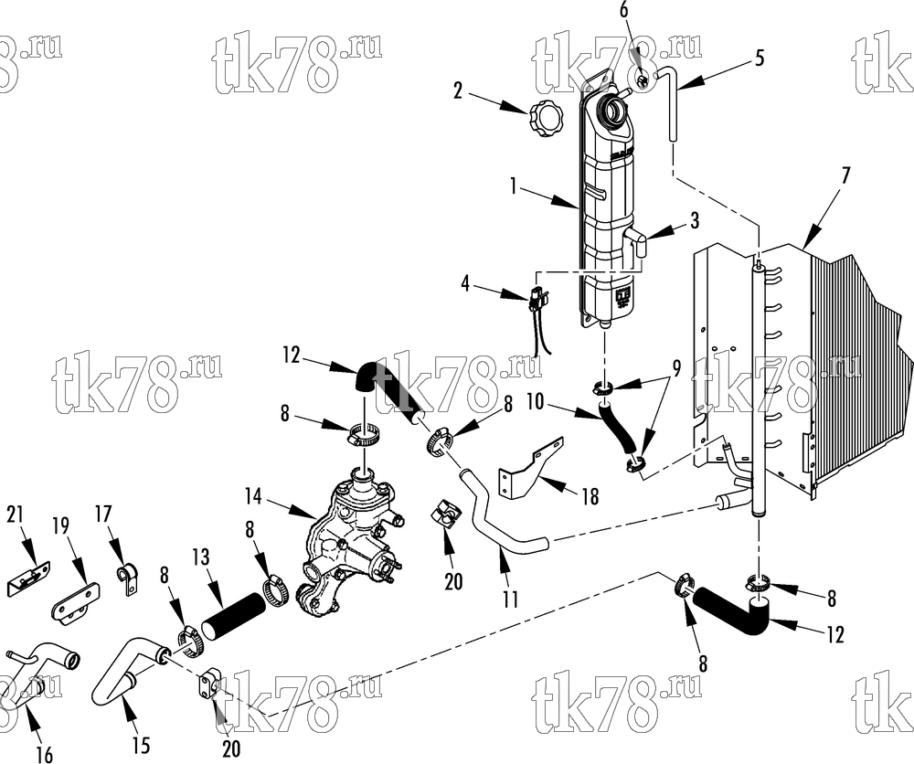 Каталог запчастей для Thermo King SB-110 Tier 2 Engine ENGINE COOLING SYSTEM