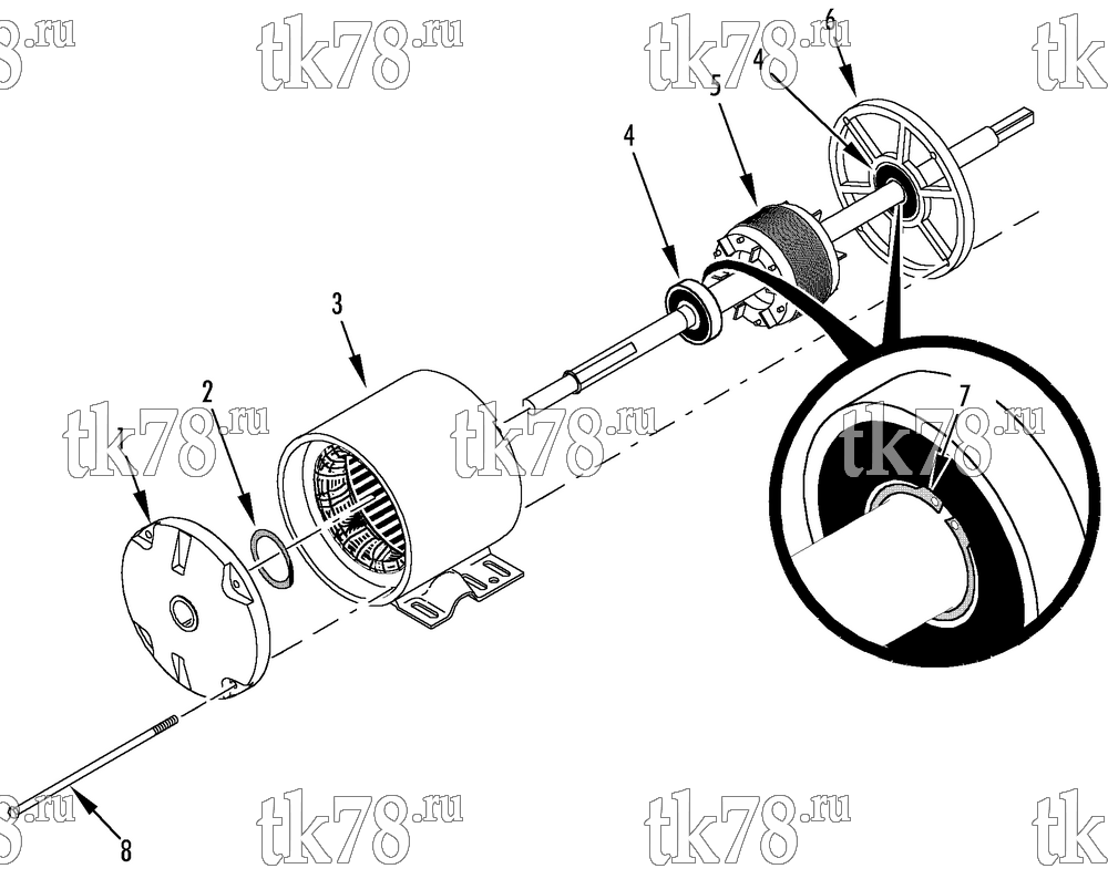 Каталог запчастей для Thermo King R9-M2 EVAPORATOR BLOWER MOTOR (104-727, 2C25655G02)