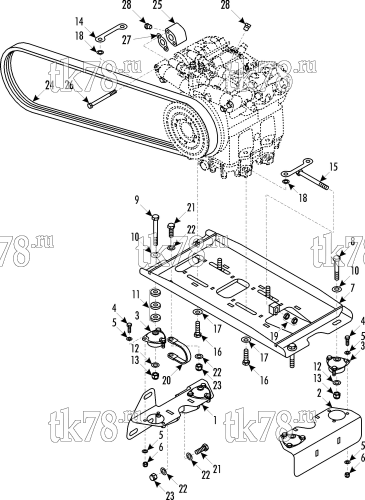 Каталог запчастей для Thermo King Bus Drive Kits DRIVE KIT 720278 - Iveco 397 SRI F2B/E3/X430/Spain