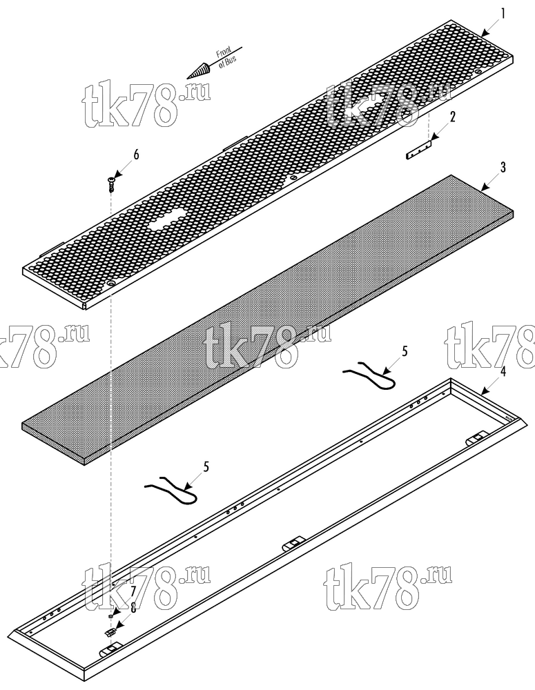 Каталог запчастей для Thermo King System SB200 Berkhof w/ATHENIA S500 N 1004 RETURN AIR GRILLE