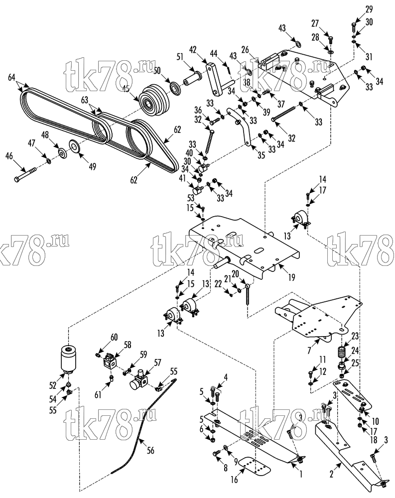 Каталог запчастей для Thermo King Bus Drive Kits DRIVE KIT 720530 - Optare 30-LFN EPA02 / X430