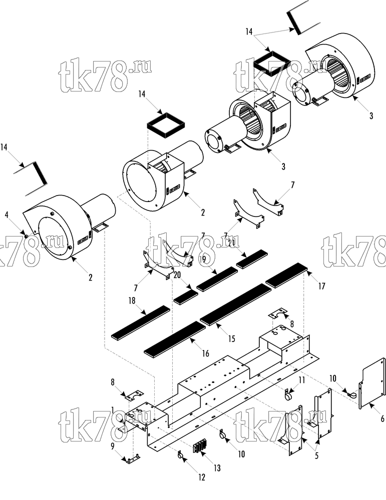 Каталог запчастей для Thermo King Double Deck Hybrid Northern SPECS R134A LOW RA BLOWERS KIT
