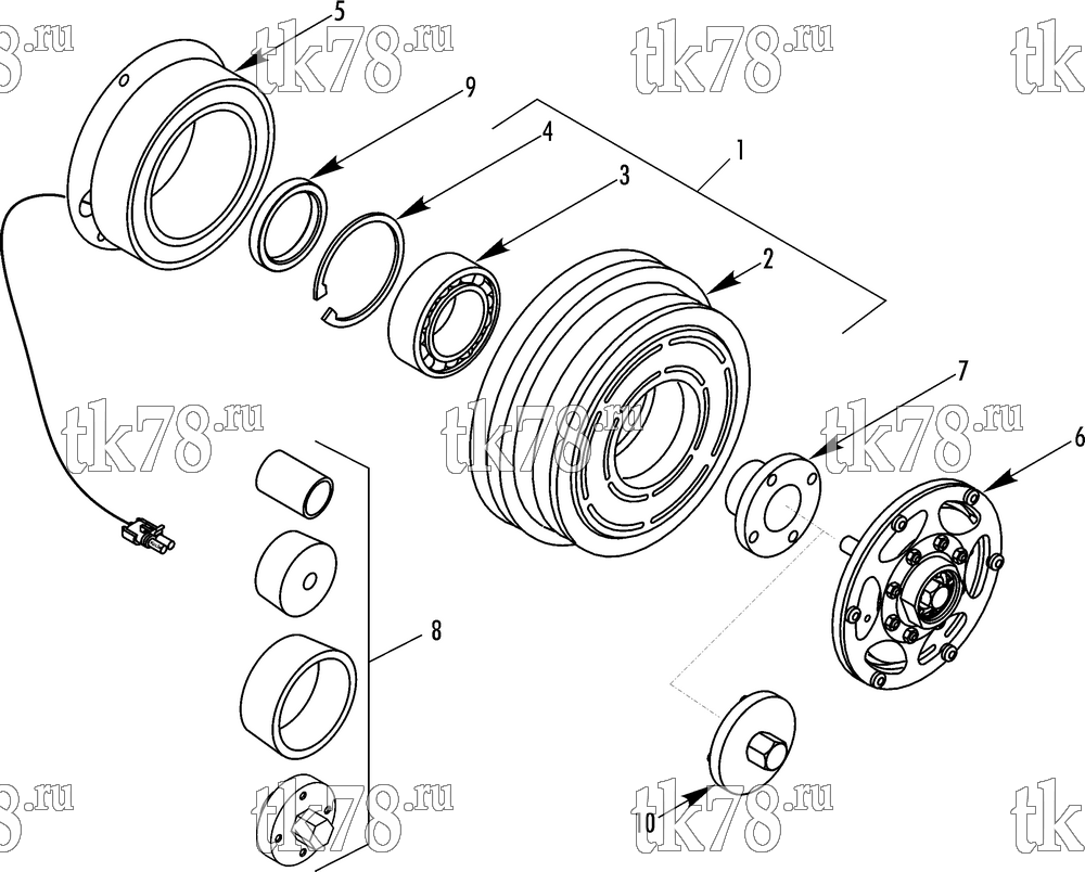 Каталог запчастей для Thermo King T1-M118 Double Deck Open Top TK HIGH TORQUE CLUTCH (77-2840)