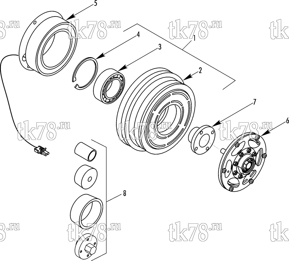 Каталог запчастей для Thermo King ASR-140 TK HIGH TORQUE CLUTCH (77-2842)