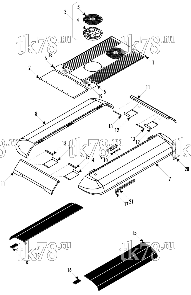 Каталог запчастей для Thermo King System SB200 Berkhof w/ATHENIA S500 N 1004 COVER ASSY - NARROW (S500)