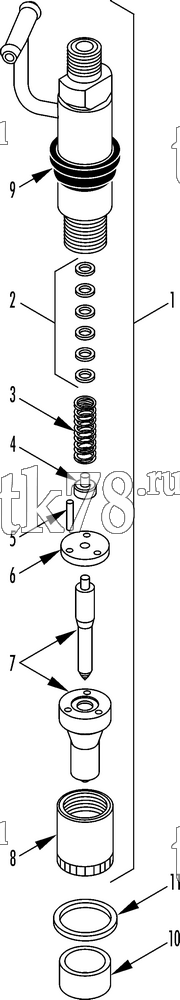 Каталог запчастей для Thermo King SB-330 & SB-330 RR 30 FUEL INJECTION NOZZLE (TK486V, 2600 RPM)