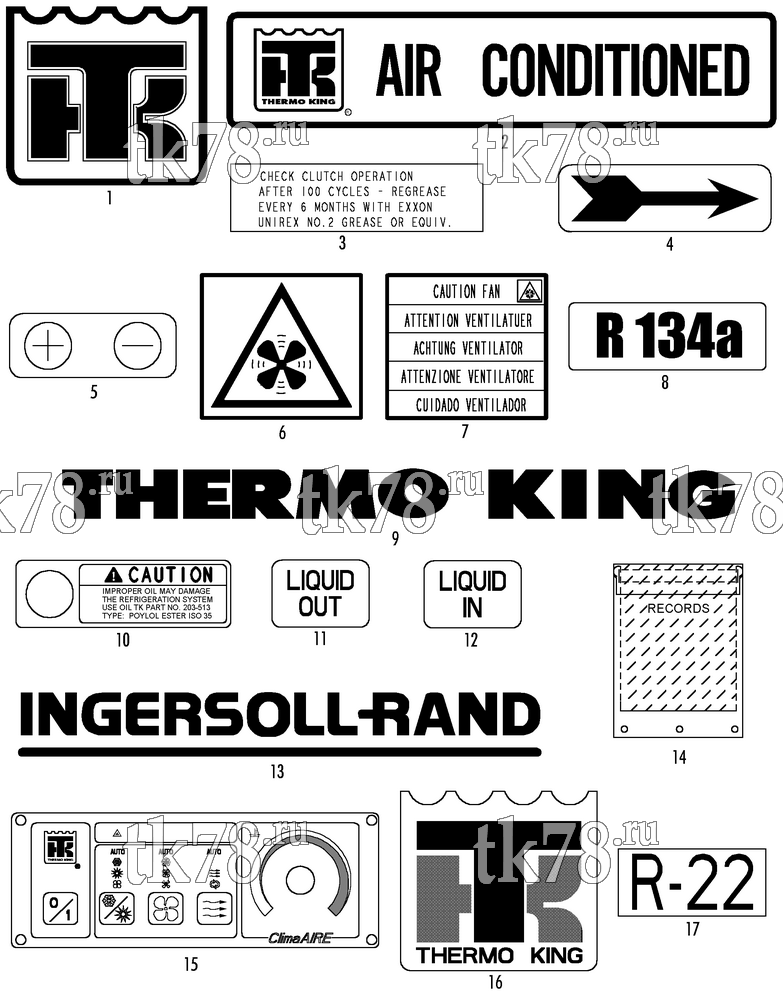 Каталог запчастей для Thermo King Coach RT for Optima NAMEPLATES