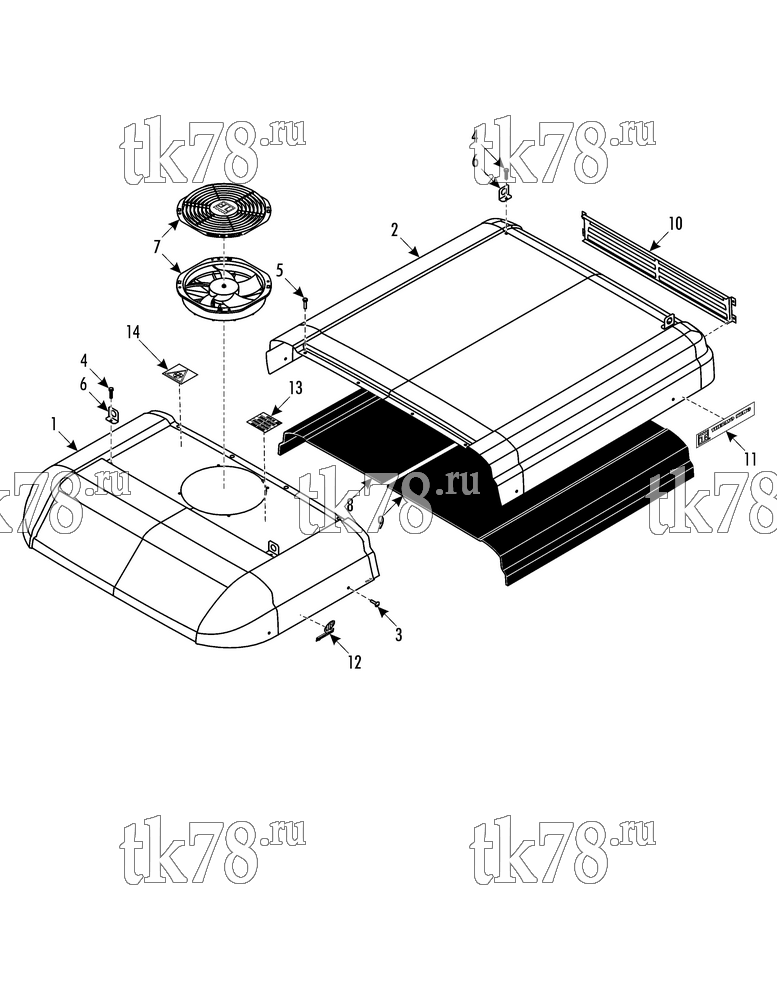 Каталог запчастей для Thermo King ATHENIA Shuttle SR-250 1000, 1004 STRUCTURAL COVERS & FANS