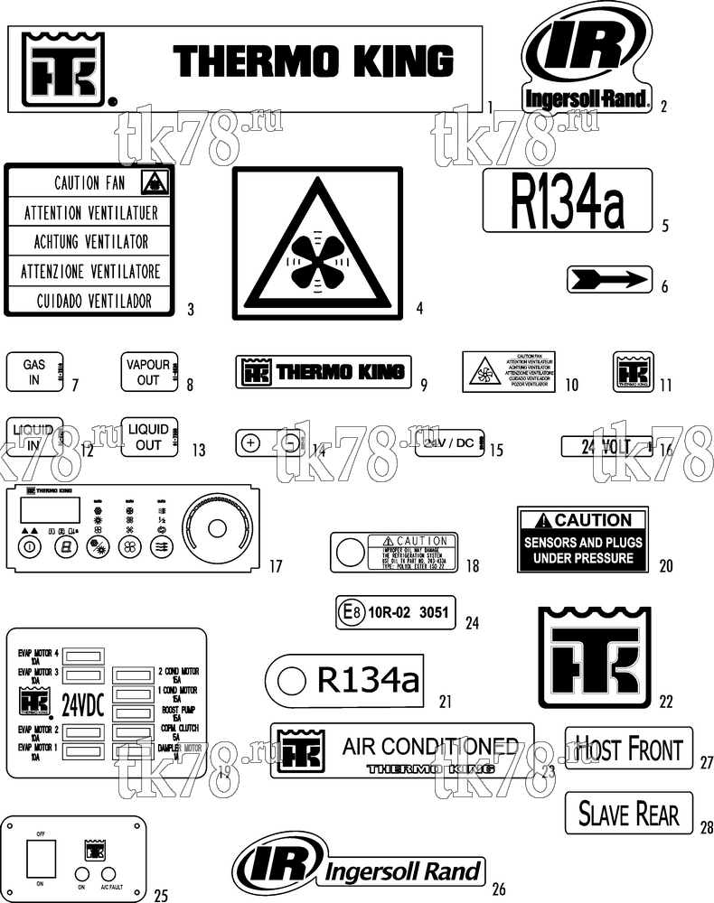 Каталог запчастей для Thermo King ASR-140 II PLUS IIB/AUS NAMEPLATES