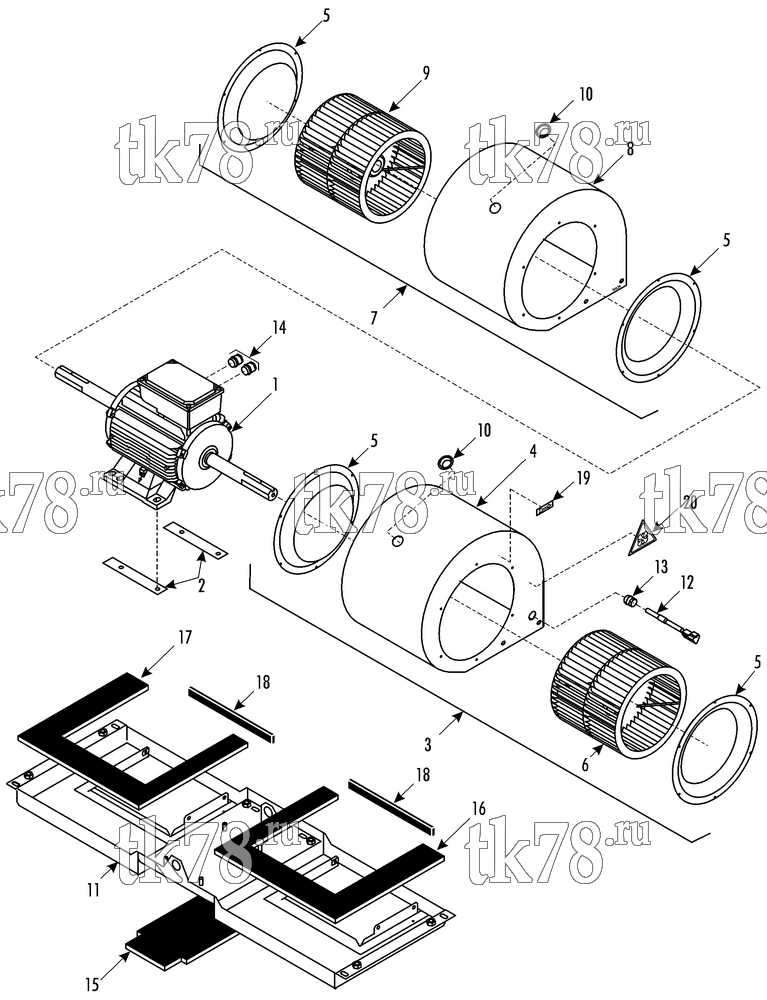 Каталог запчастей для Thermo King LRV-10T BOS EVAPORATOR BLOWER GROUP