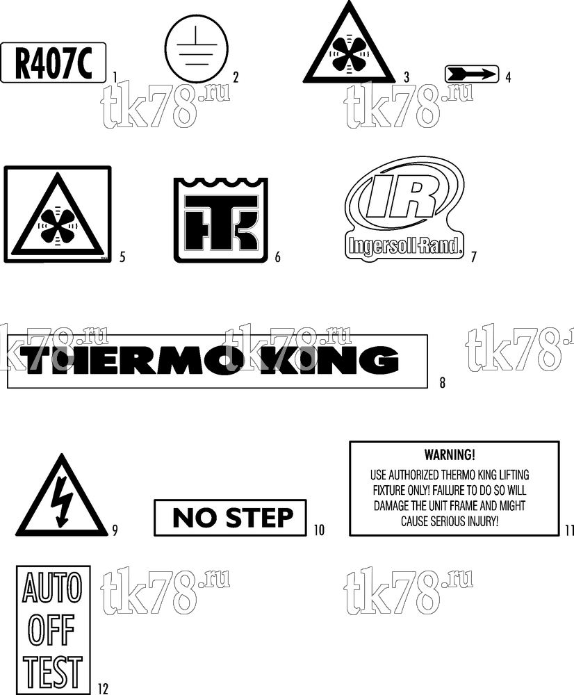 Каталог запчастей для Thermo King LRV-12T TUN NAMEPLATES