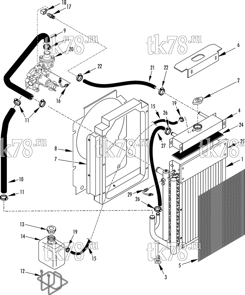 Каталог запчастей для Thermo King SGCO 2000 Tier 2 Engine ENGINE COOLING SYSTEM