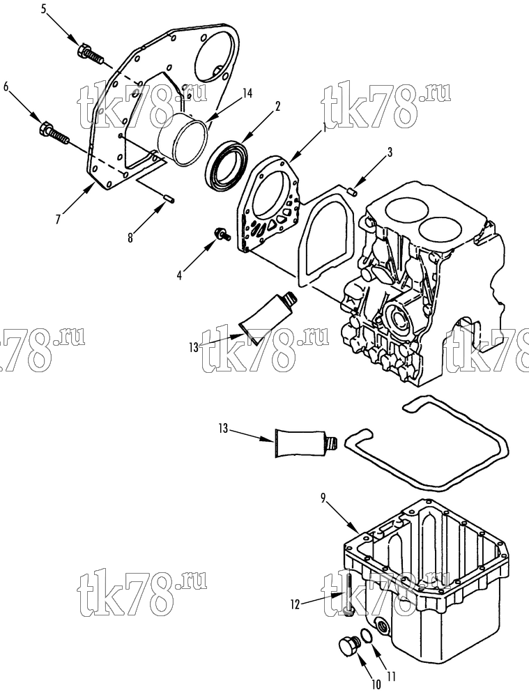 Каталог запчастей для Thermo King  MOUNTING FLANGE & OIL SUMP GROUP (TNE68C ETR)