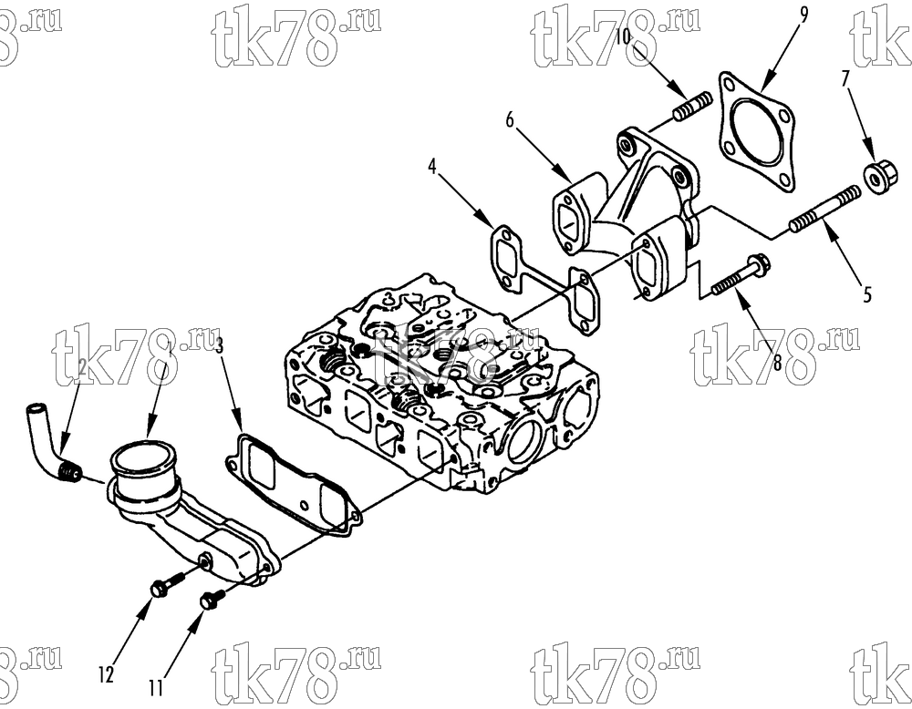 Каталог запчастей для Thermo King  INTAKE & EXHAUST MANIFOLD (TNE68C ETR)