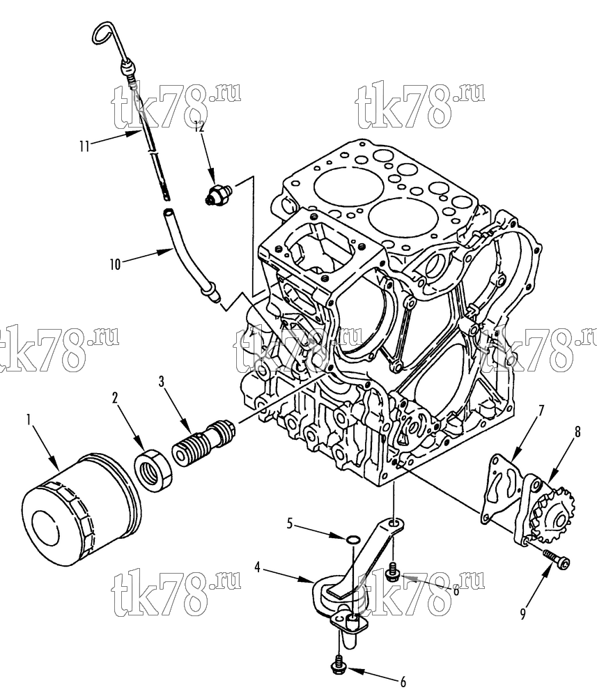 Каталог запчастей для Thermo King TriPac Tier 1 Engine OIL FILTER & PUMP (TNE68C ETR)