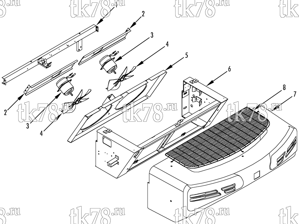 Каталог запчастей для Thermo King KV-300 & KV-300 MAX GRILLE & FAN GROUP (without A/C)