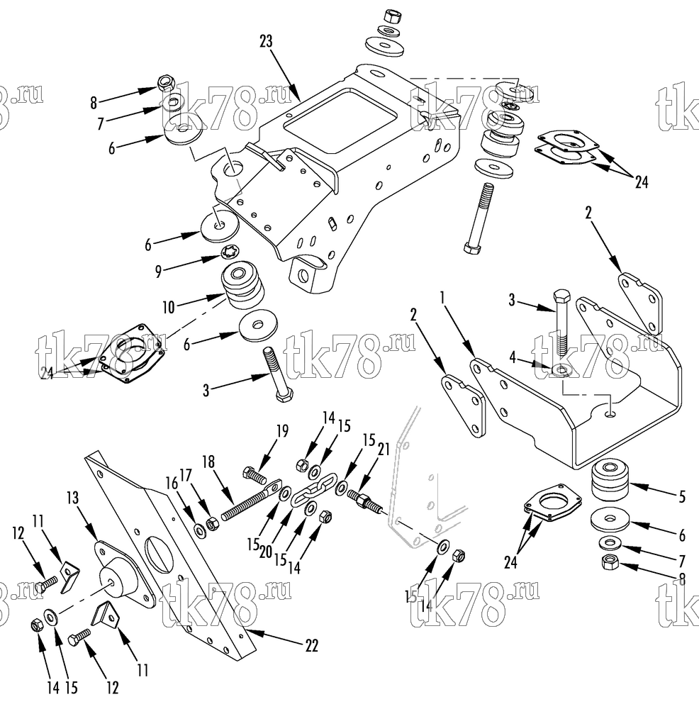 Каталог запчастей для Thermo King RD-II SR w/TK 3.76 Engine ENGINE MOUNTING GROUP (before 12/07)