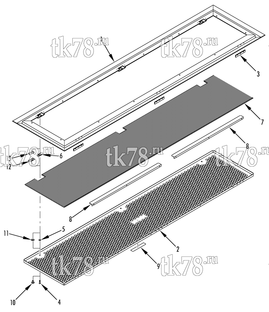 Каталог запчастей для Thermo King KRS RETURN AIR GRILLE (700110)