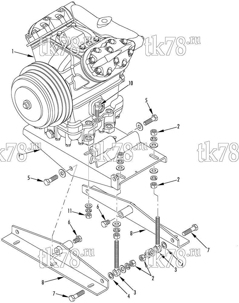Каталог запчастей для Thermo King T1-M109 & M109B COMPRESSOR MOUNTING GROUP