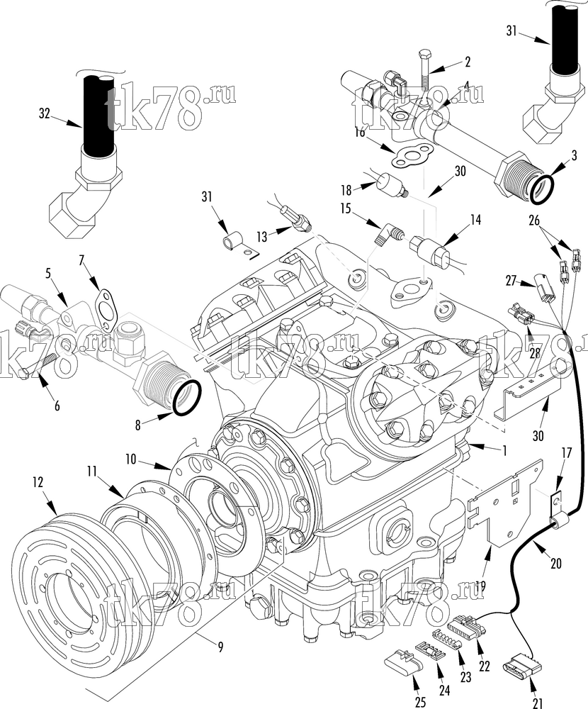 Каталог запчастей для Thermo King T14-M116 COMPRESSOR GROUP (1E34199G02, KIT 700551)