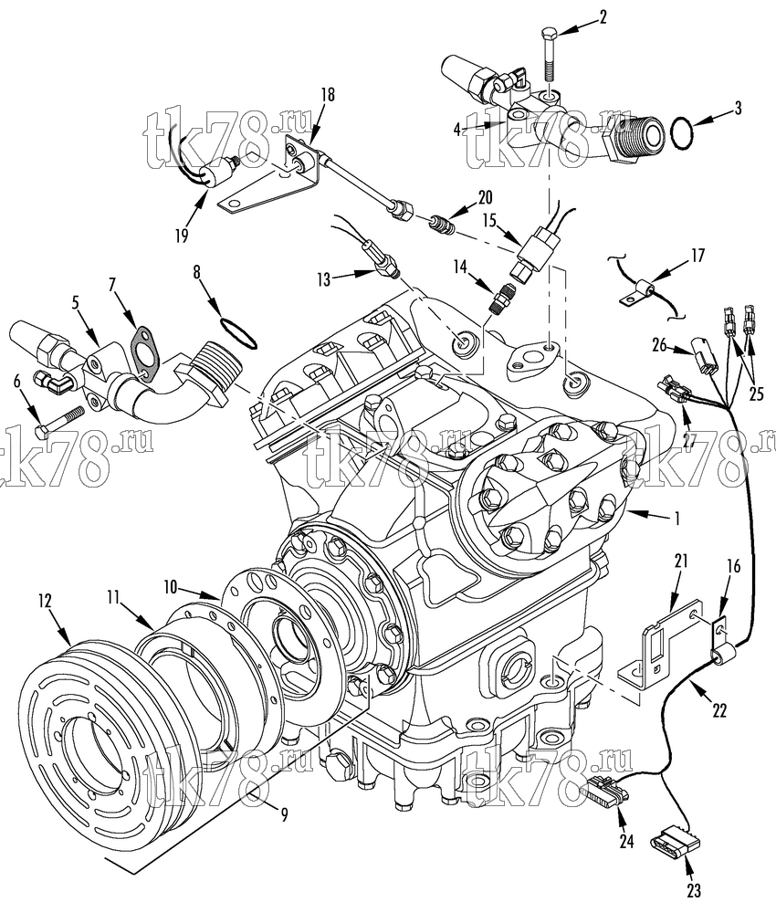 Каталог запчастей для Thermo King  COMPRESSOR GROUP (1E25330G01, KIT 700133)