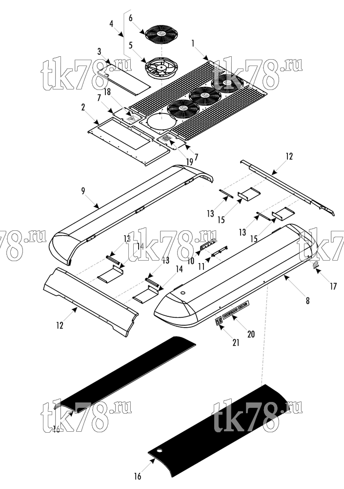 Каталог запчастей для Thermo King ATHENIA S805 N/W 1000, 1004 COVER - WIDE
