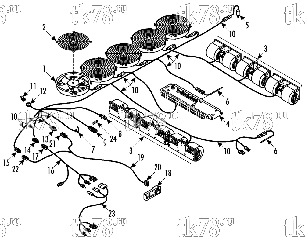 Каталог запчастей для Thermo King CITI-RT 1000 ELECTRICAL COMPONENTS (ClimaAIRE I, 099602, 099606)