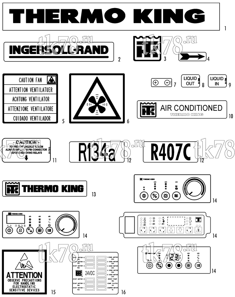 Каталог запчастей для Thermo King CITI-RT & CITI-RT N 1012 NAMEPLATES