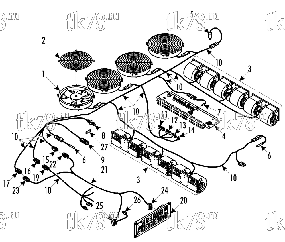 Каталог запчастей для Thermo King CITI-RT & CITI-RT N 1012 ELECTRICAL COMPONENTS (IntelligAIRE I, 099605, 099609)
