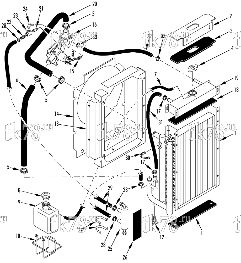 Каталог запчастей для Thermo King SGSM 2000 Tier 2 Engine ENGINE COOLING SYSTEM