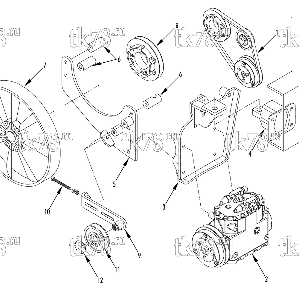 Каталог запчастей для Thermo King  DRIVE KIT (Iveco Eurocargo Tector motor F4E0481, 4cyl. 12140800)