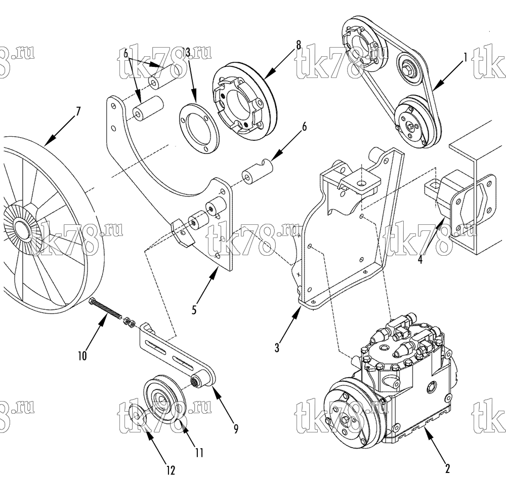 Каталог запчастей для Thermo King  DRIVE KIT (Eurocargo Tector 120, 130 & 150, 12140805)