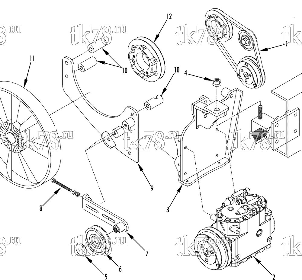 Каталог запчастей для Thermo King  DRIVE KIT (Iveco Eurocargo Tector 4 cyl. 12140810)