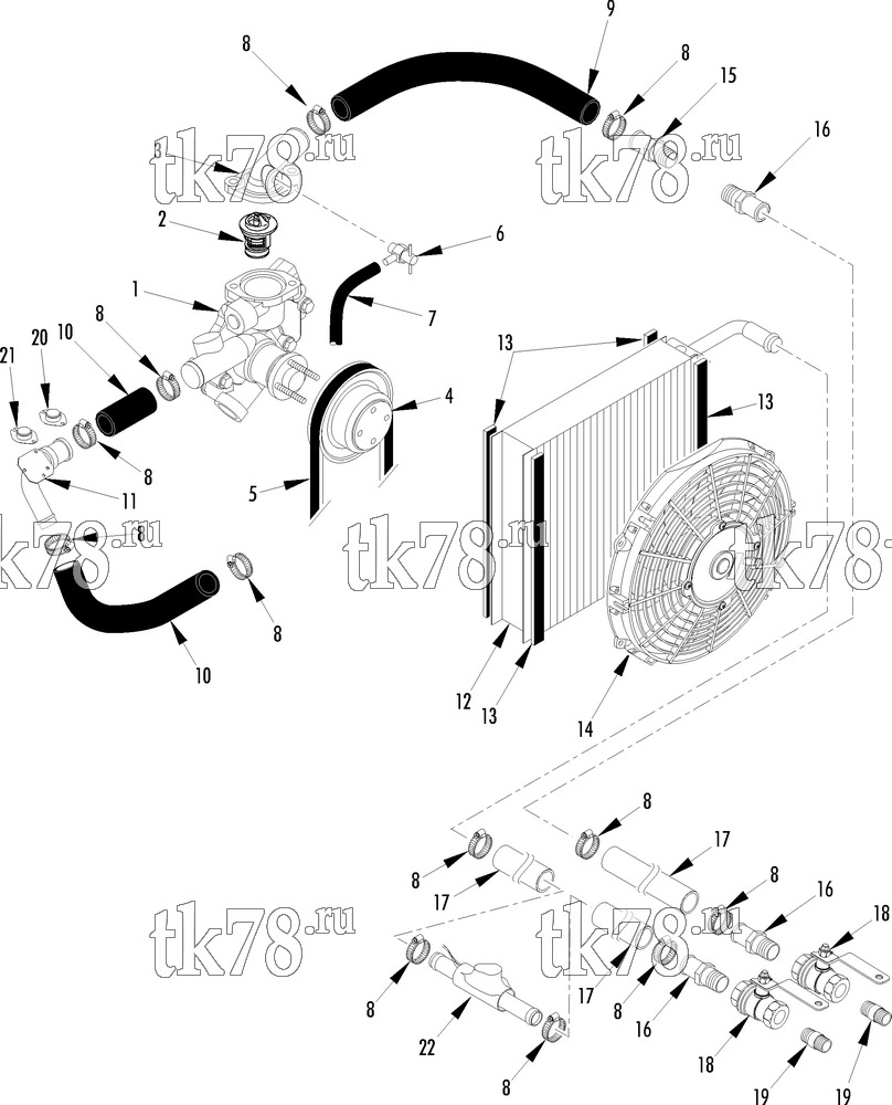 Каталог запчастей для Thermo King  COOLING SYSTEM