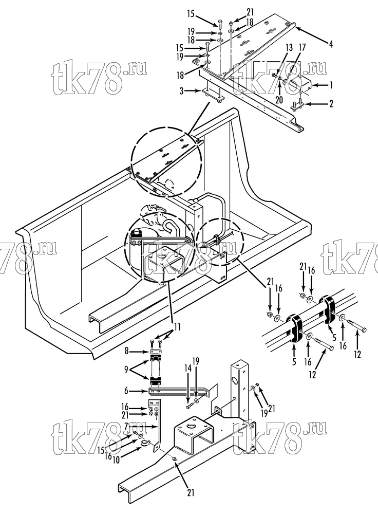 Каталог запчастей для Thermo King RD-II SR w/TK 3.76 Engine REFRIGERATION COMPONENT MOUNTING BRACKETS (before 6/09)