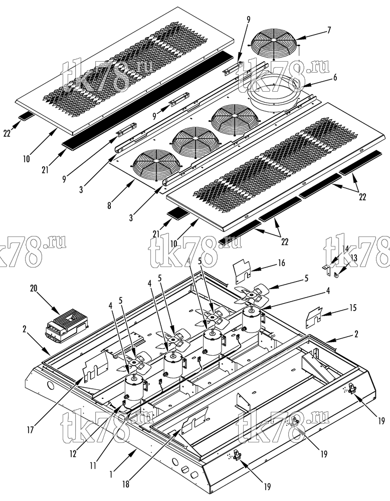 Каталог запчастей для Thermo King  CONDENSER STRUCTURAL - MOTORS & FANS