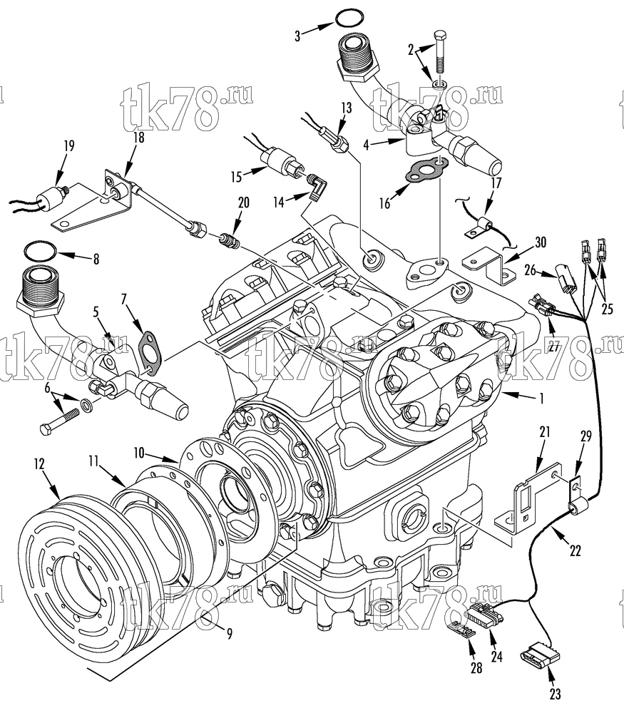 Каталог запчастей для Thermo King  COMPRESSOR GROUP (2C44105G04, KIT 720537)