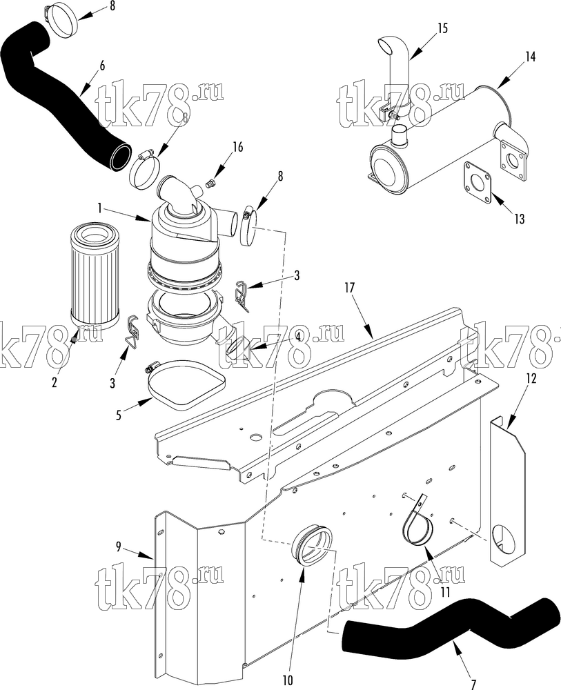Каталог запчастей для Thermo King  AIR CLEANER & MUFFLER GROUP