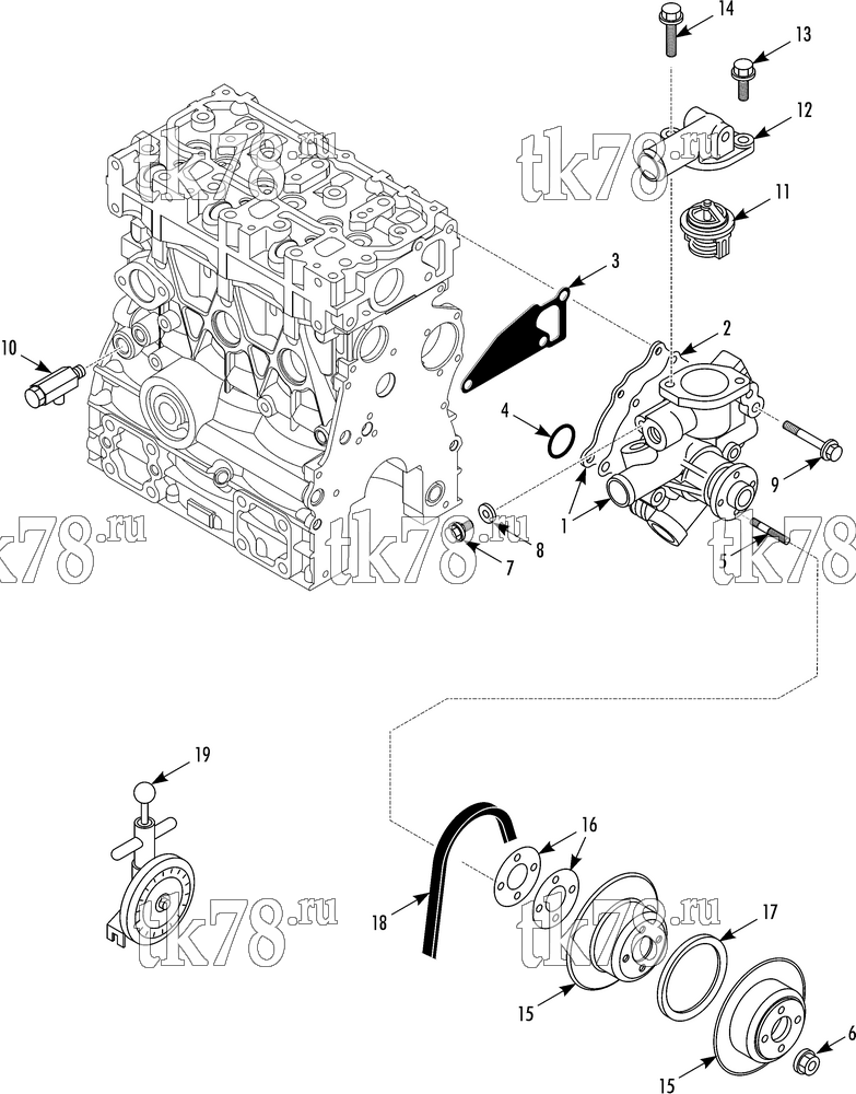 Каталог запчастей для Thermo King T-680S TSA WATER PUMP (TK 370/370N)