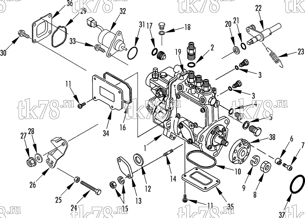 Каталог запчастей для Thermo King TS-200 w/TK 370 Engine FUEL INJECTION PUMP (TK 370)
