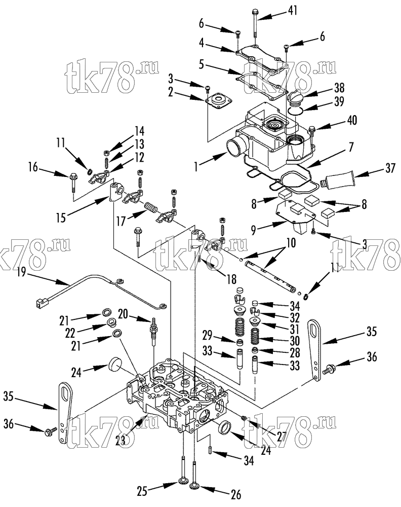 Каталог запчастей для Thermo King HK-430 & HK-430 HO CYLINDER HEAD AND COVER (2TNV70)