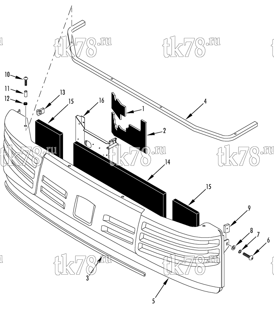 Каталог запчастей для Thermo King TS-200 w/TK 370 Engine CONDENSER GRILLE GROUP