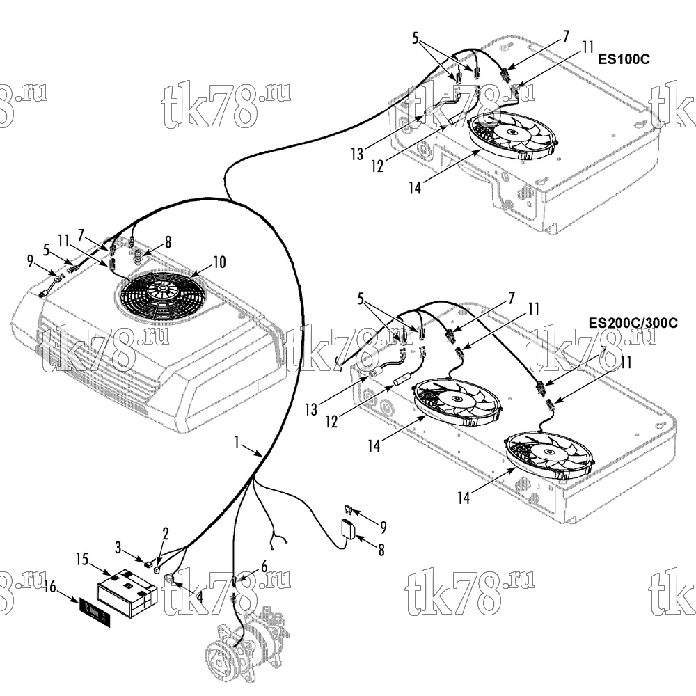 Каталог запчастей для Thermo King C-100/200/300 ELECTRICAL COMPONENTS (Aug 05 & after)