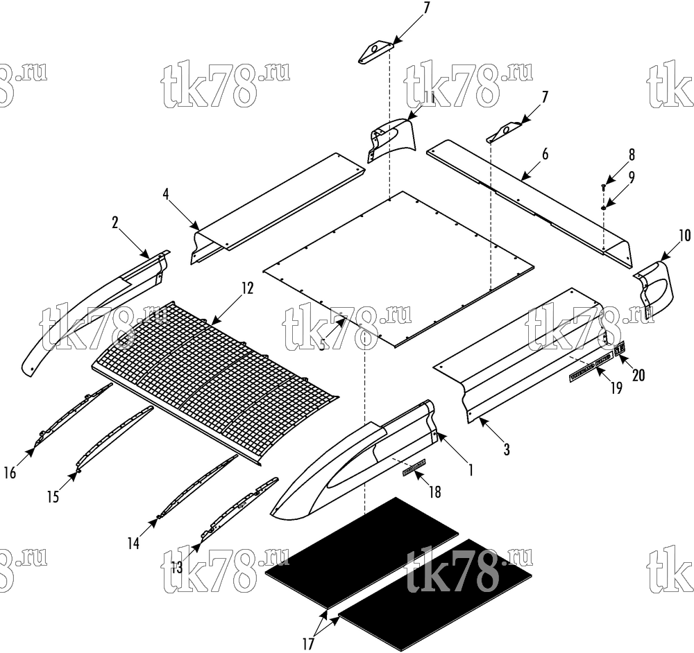 Каталог запчастей для Thermo King CITI-RT N R407c STRUCTURAL COVERS - NARROW VERSION (R 7.5 M)