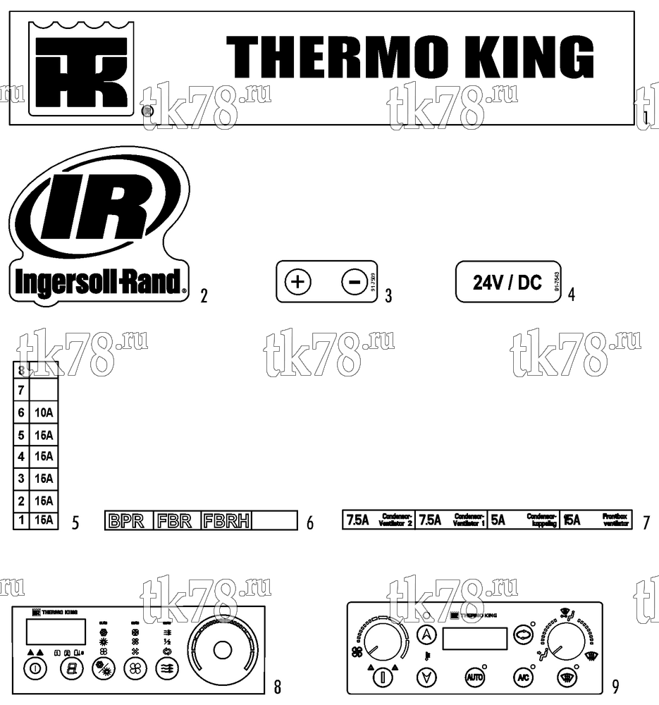 Каталог запчастей для Thermo King Heating Systems Berkhof SB180 (900435) SB200 (900431) NAMEPLATES