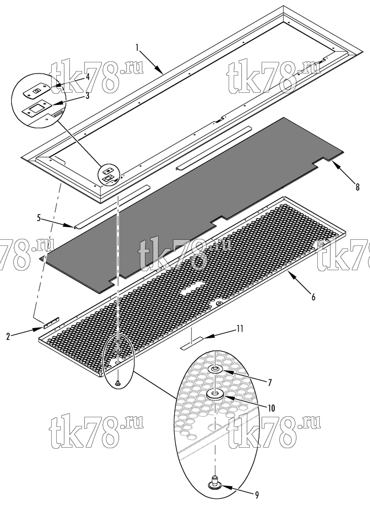 Каталог запчастей для Thermo King KRS RETURN AIR GRILLE (700780)