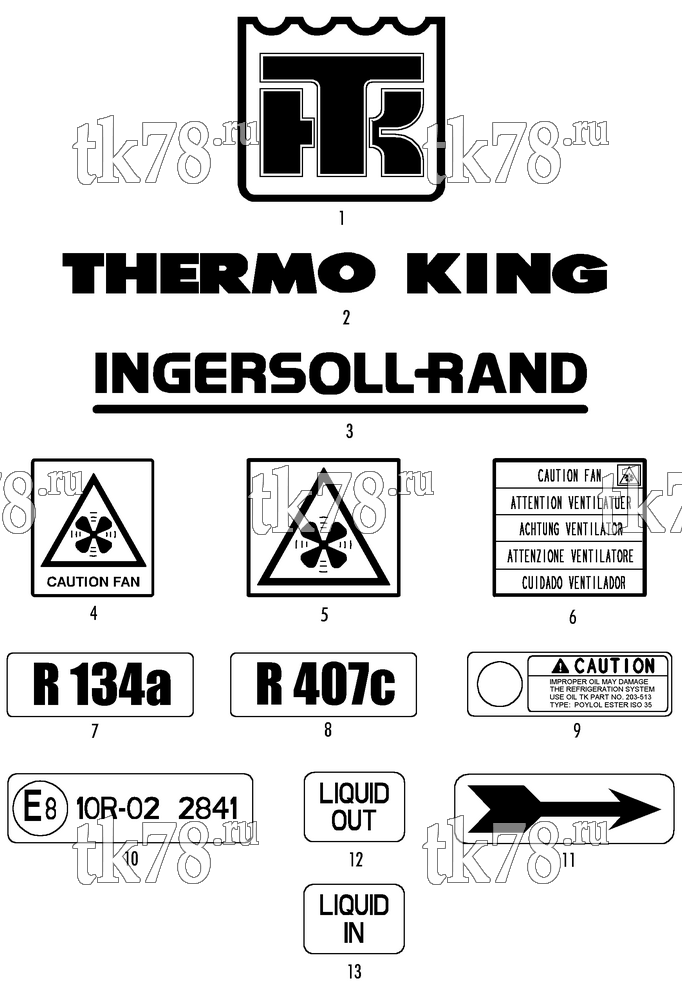 Каталог запчастей для Thermo King KRS NAMEPLATES