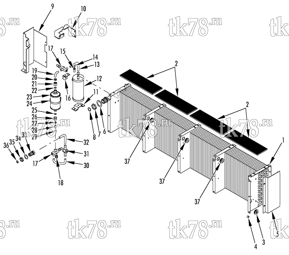 Каталог запчастей для Thermo King D5-M2 CONDENSER REFRIGERATION COMPONENTS - UNDERMOUNT