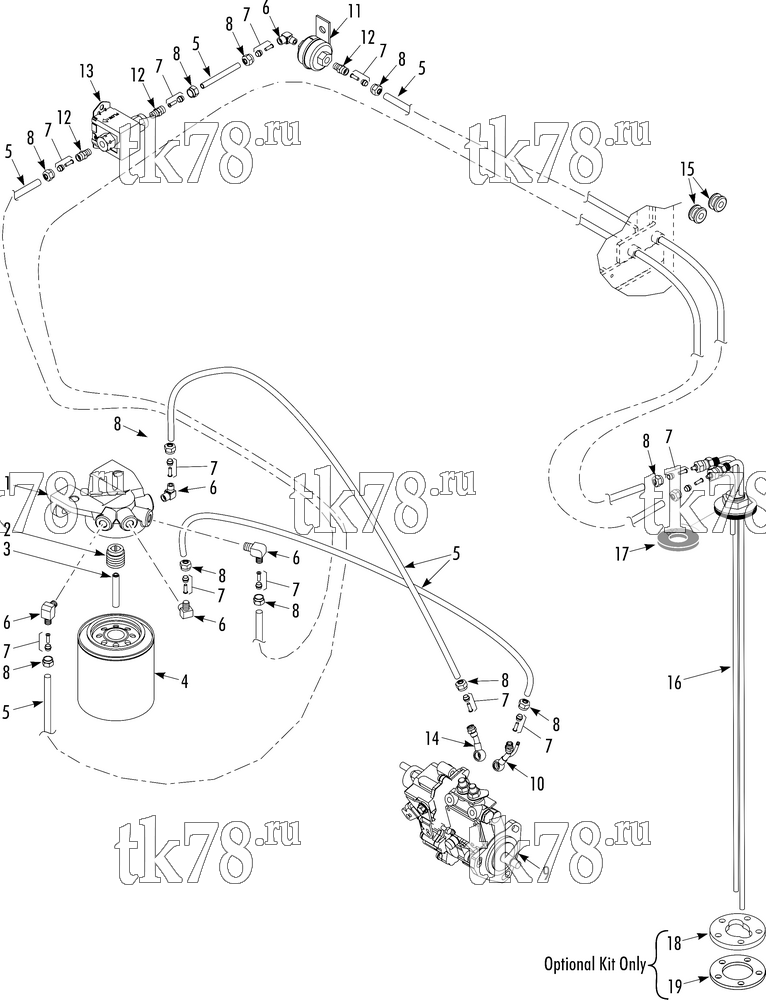 Каталог запчастей для Thermo King  FUEL FILTER GROUP (TIER 2 ENGINE, NYLON FUEL LINES)