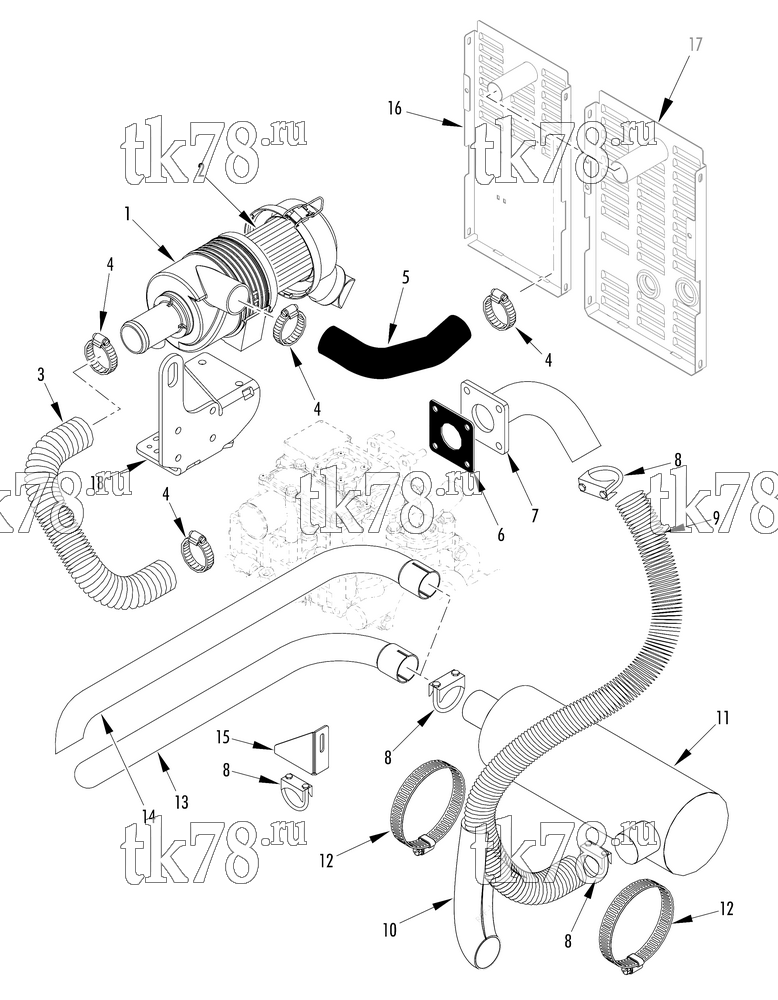 Каталог запчастей для Thermo King  AIR CLEANER & MUFFLER (5/05 & after)